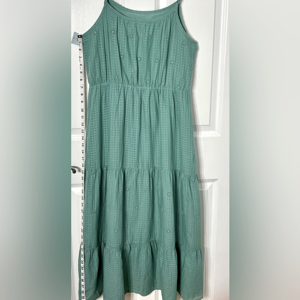 CAT & JACK/SUMMERTIME /Size XXL Girl / S-M Women- TEAL EYELET TIERES DRESS - Picture 12 of 14